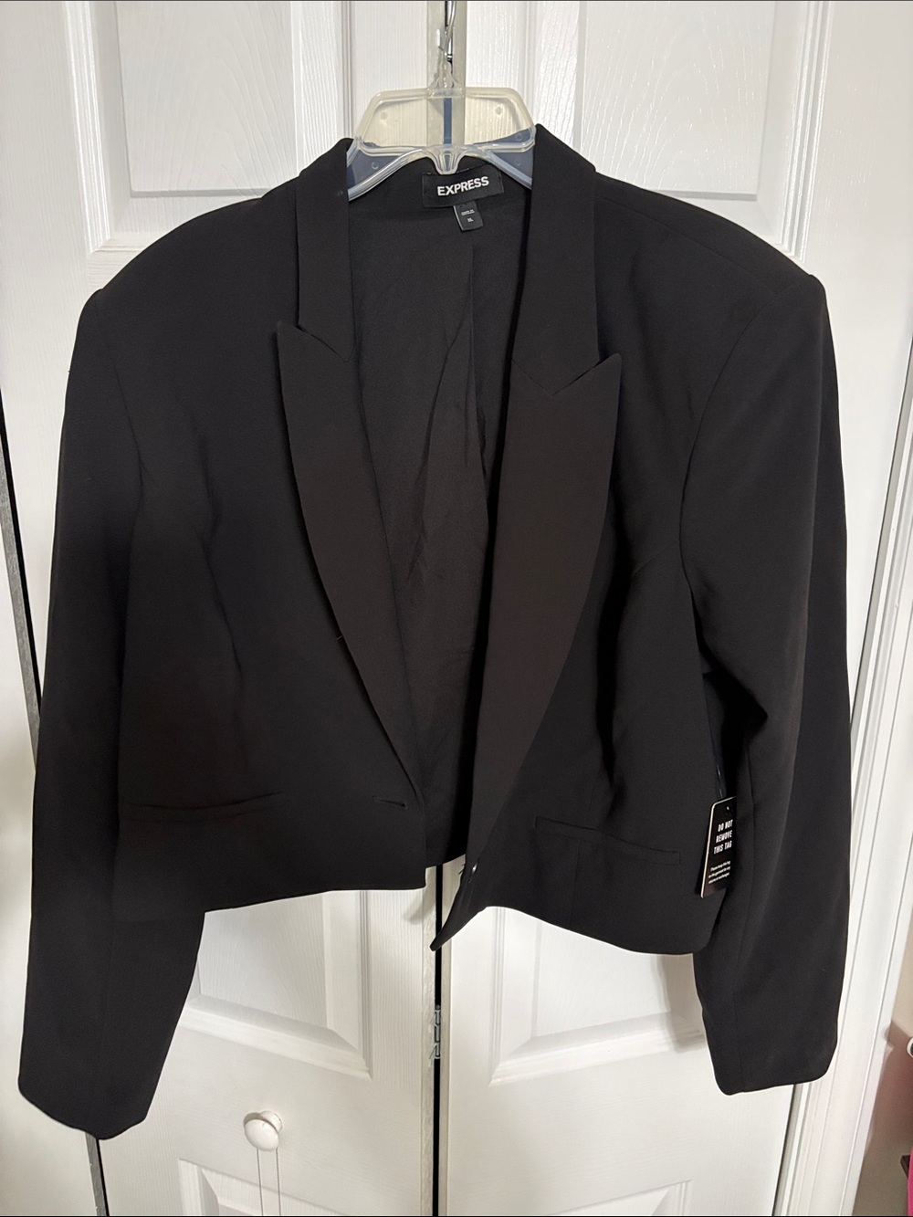 Express Black Cropped Blazer with Notch Lapel